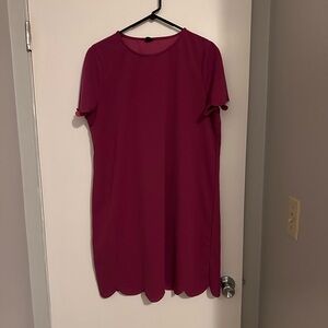 SHEIN Fuchsia Scalloped Mini Dress